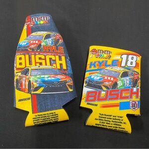 Kyle Busch 18  Nascar M&M can bottle coolie coozie set of 2 racing man cave